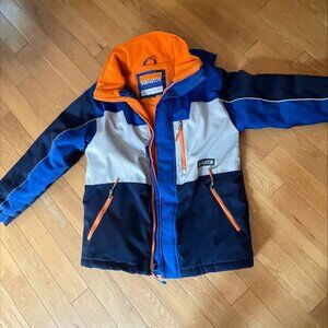 Boy's Winter Jacket by Monster, in blue and grey, Size 14